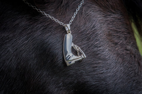 Riding Boot Pendant - Sterling Silver - Stirrup