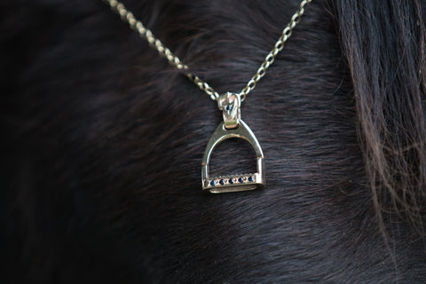 Stirrup Pendant - 9ct Gold - Large - Sapphires