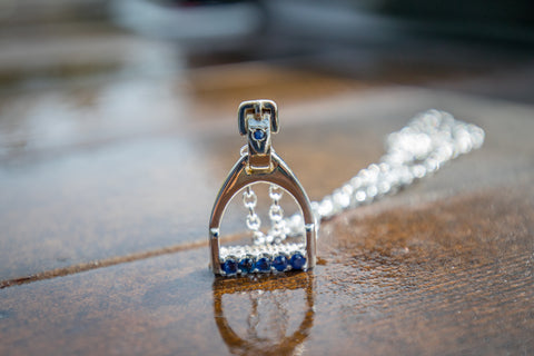 Stirrup Pendant - Sterling Silver - Large - Large Sapphires