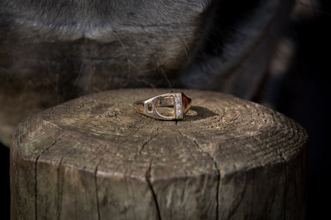 Stirrup Ring - 9ct Gold - Diamonds